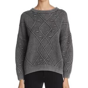Rails Womens Lisette Vintage Black Textured Sweater Cropped Crewneck Size XS